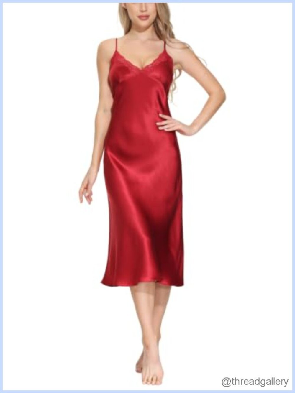 100% Mulberry Silk Long Nightgown Lace Chemise Slip Sleepwear